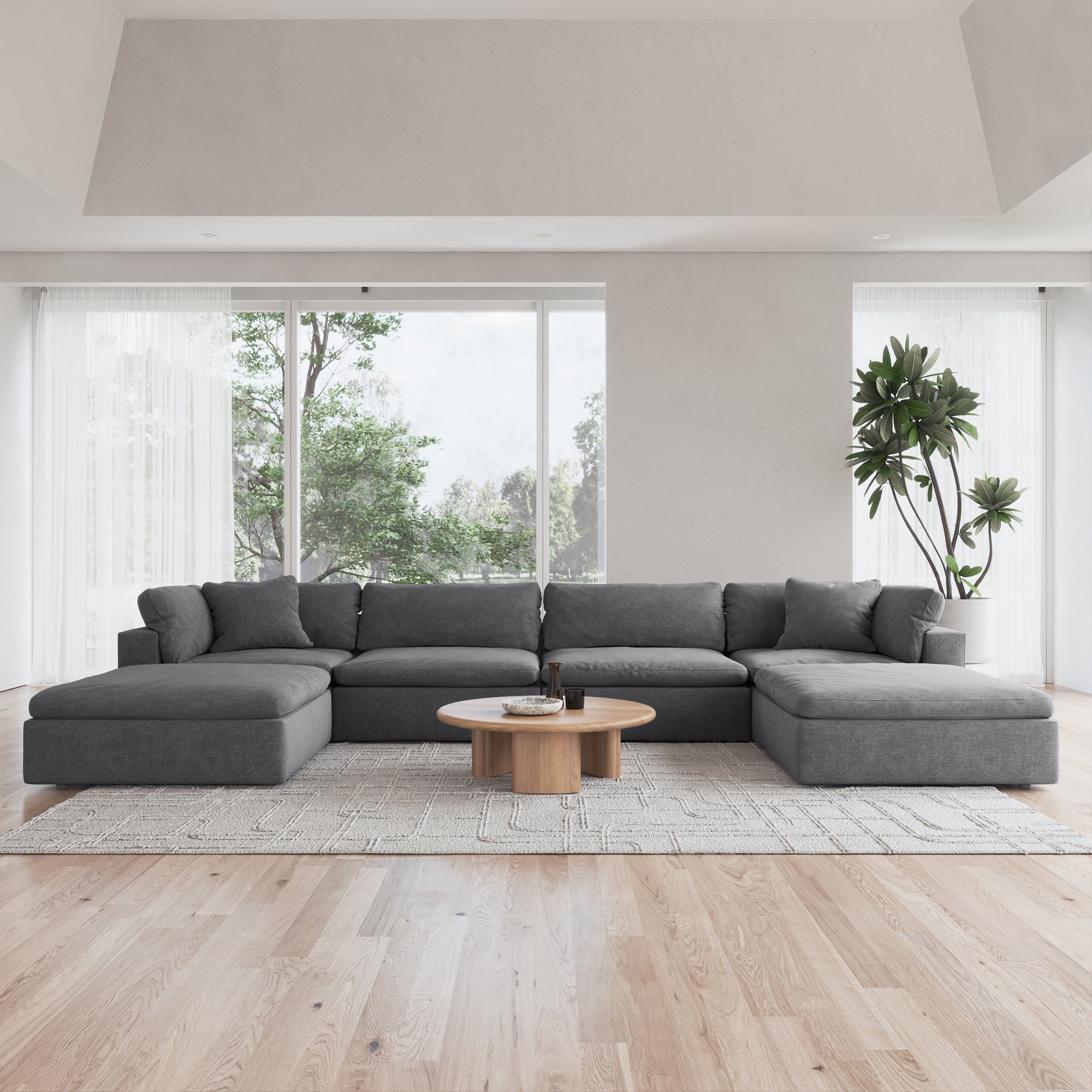 CloudForm™ 4-Seater + Ottoman Modular U-Sofa | Anthracite