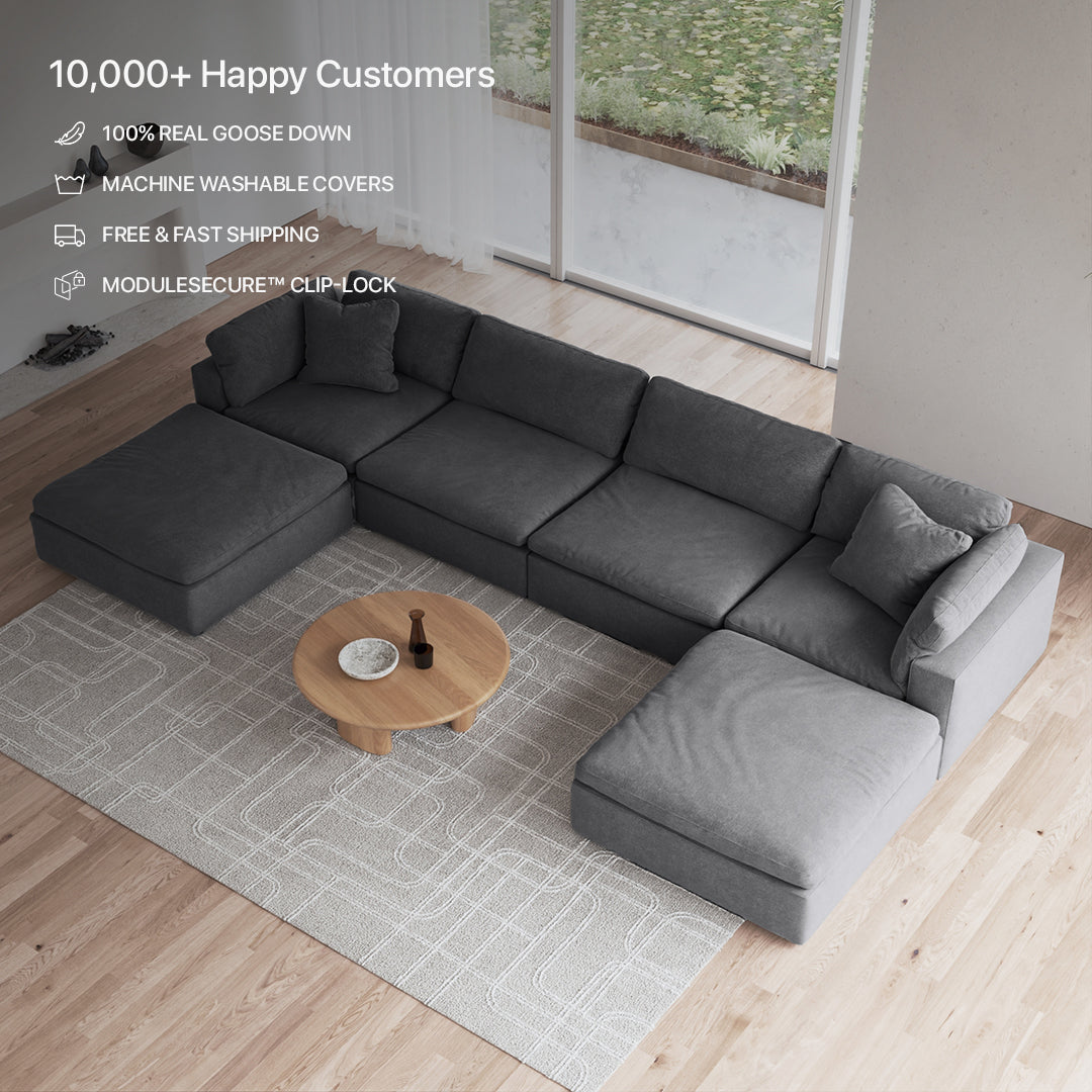 CloudForm™ 4-Seater + Ottoman Modular U-Sofa | Anthracite