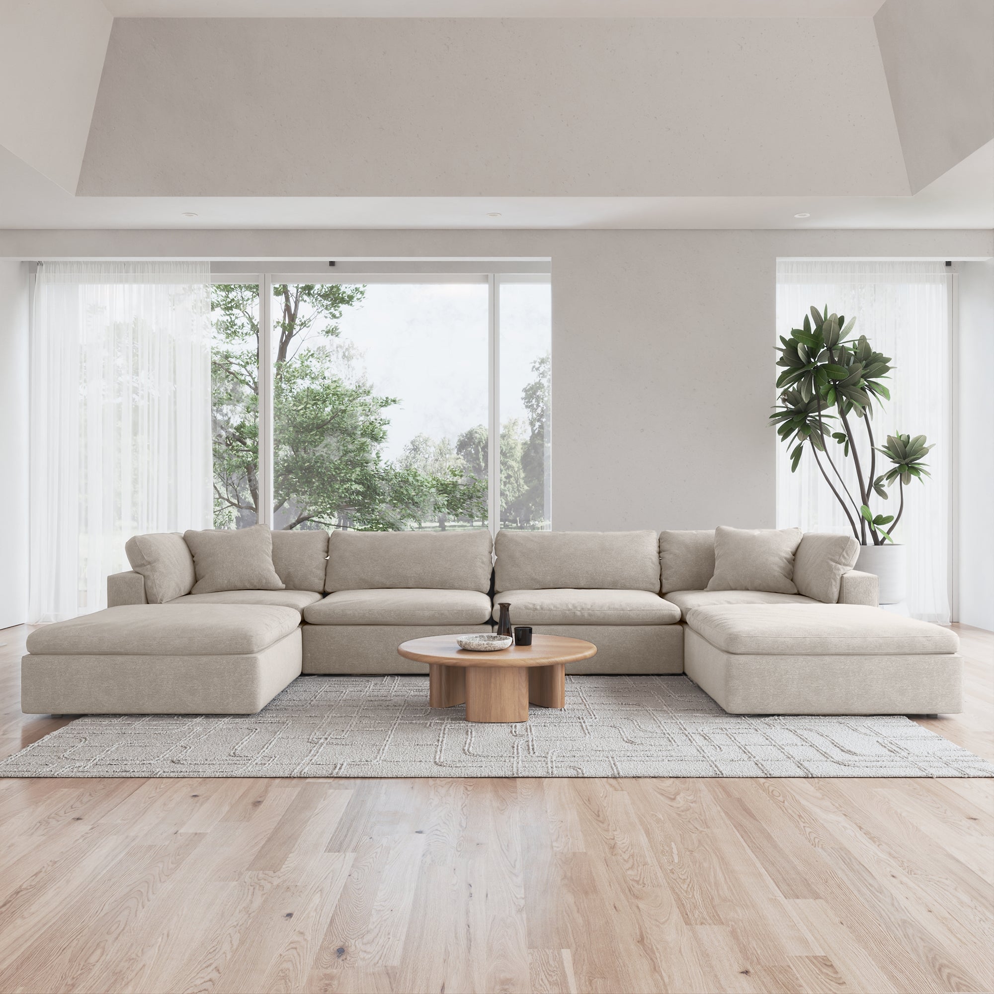 CloudForm™ 4-Seater + Ottoman Modular U-Sofa | Cream