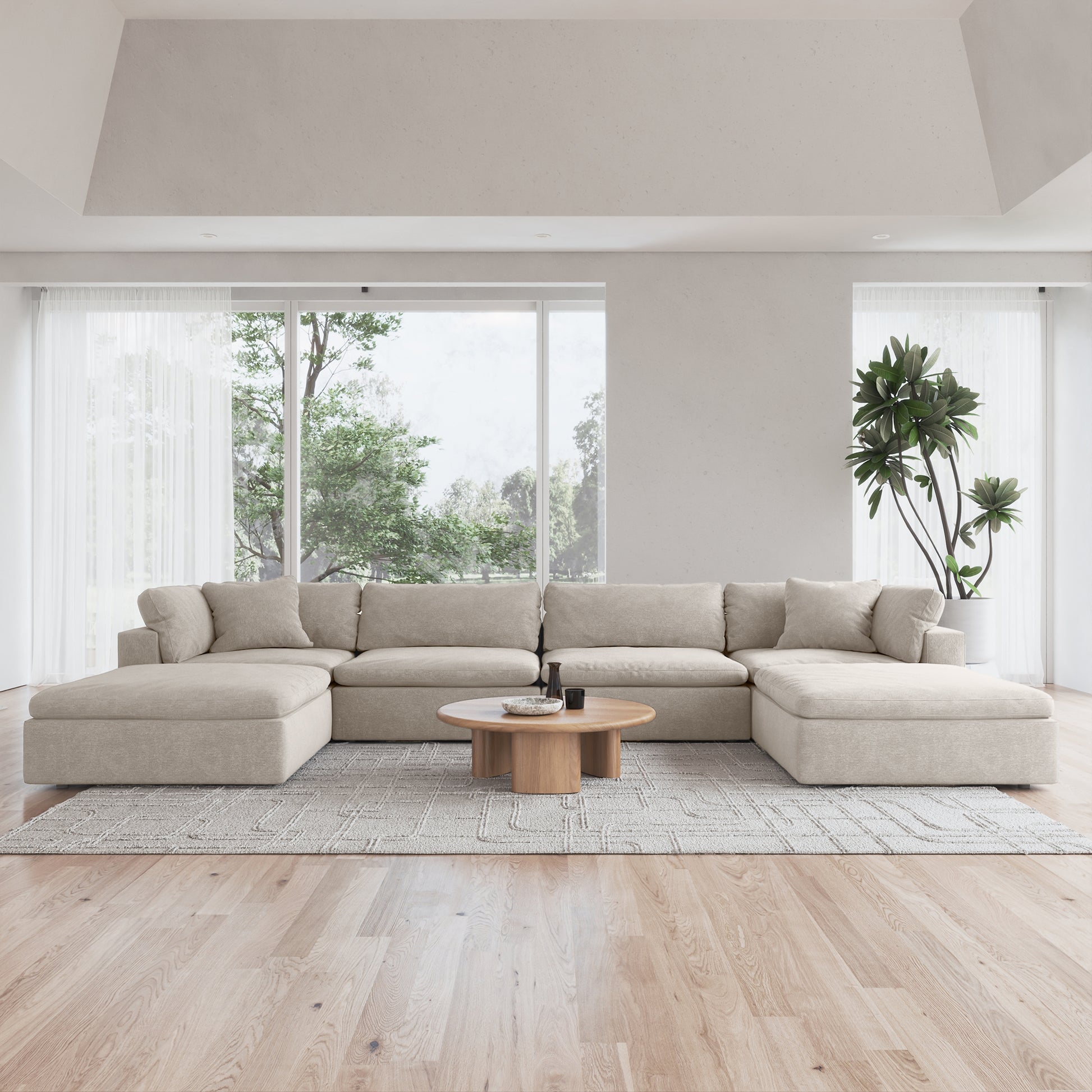 CloudForm™ 4-Seater + Ottoman Modular U-Sofa | Cream