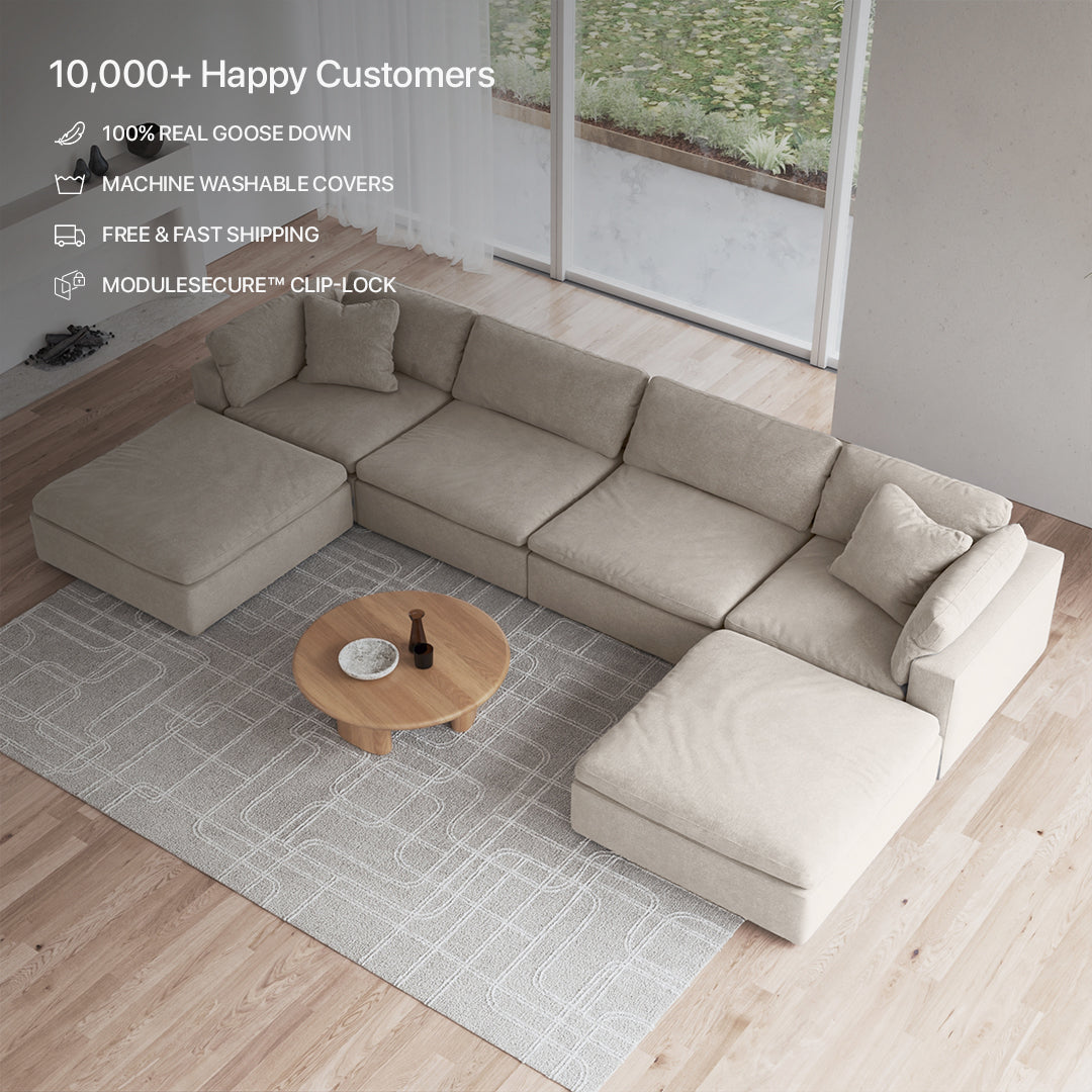 CloudForm™ 4-Seater + Ottoman Modular U-Sofa | Cream