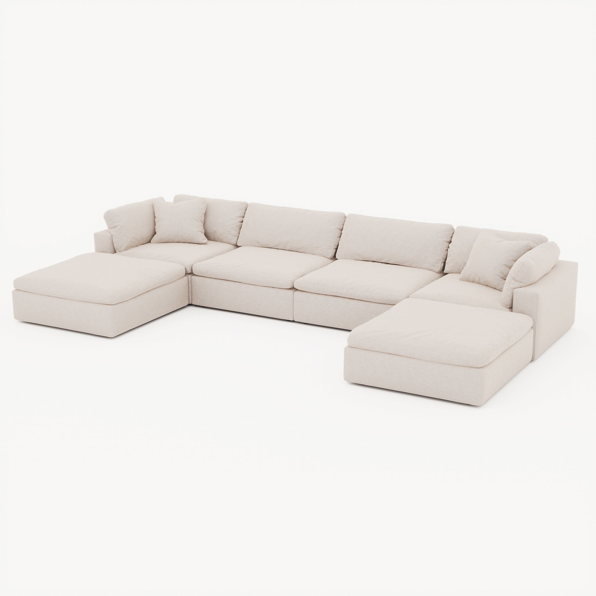 CloudForm™ 4-Seater + Ottoman Modular U-Sofa | Cream