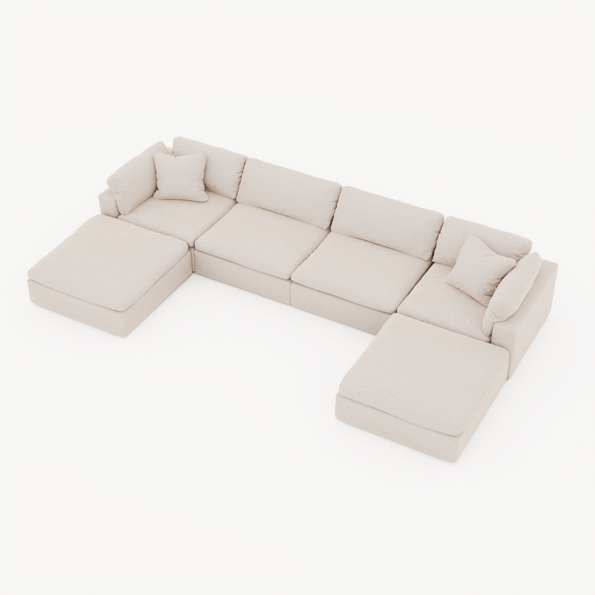 CloudForm™ 4-Seater + Ottoman Modular U-Sofa | Cream