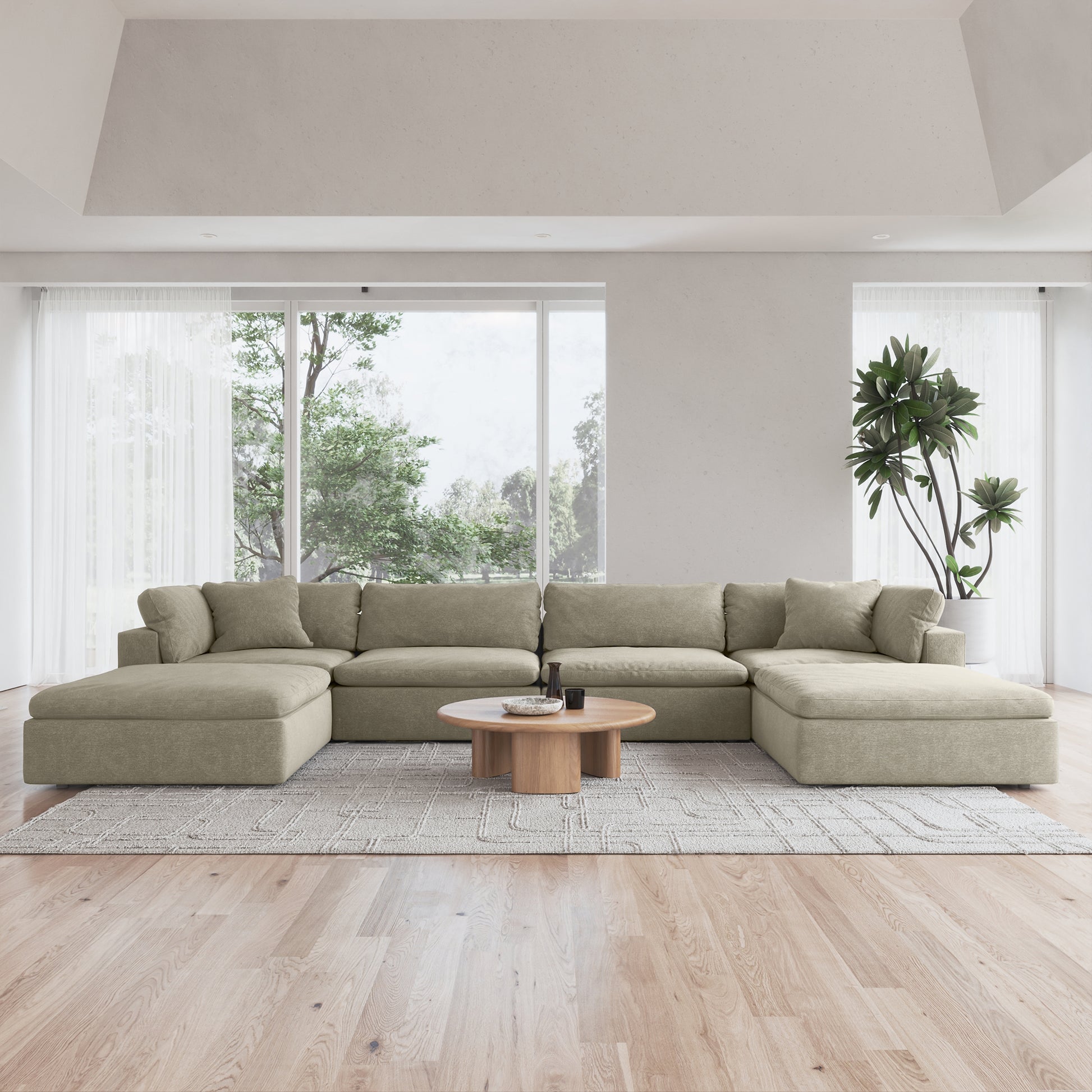 CloudForm™ 4-Seater + Ottoman Modular U-Sofa | Khaki