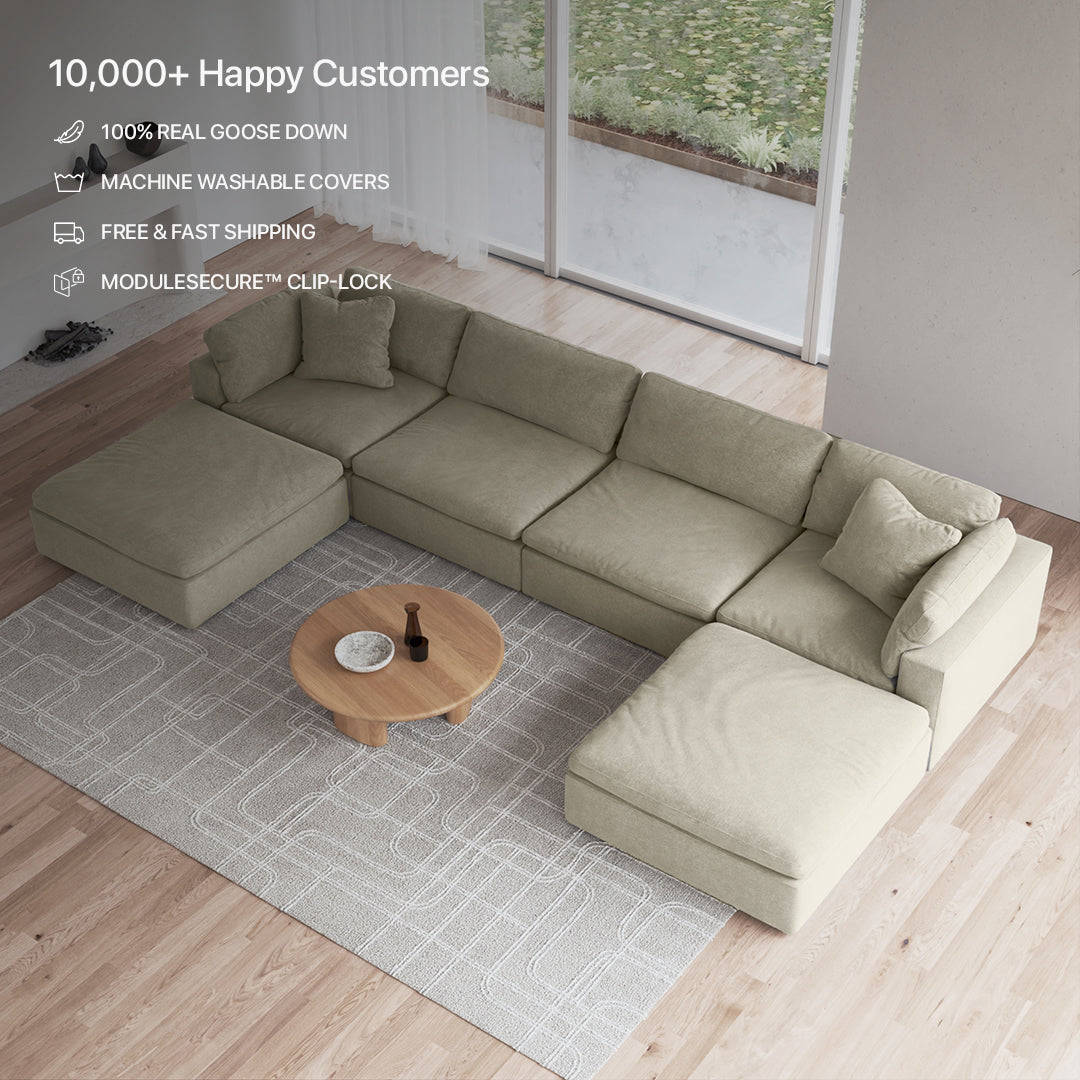 CloudForm™ 4-Seater + Ottoman Modular U-Sofa | Khaki