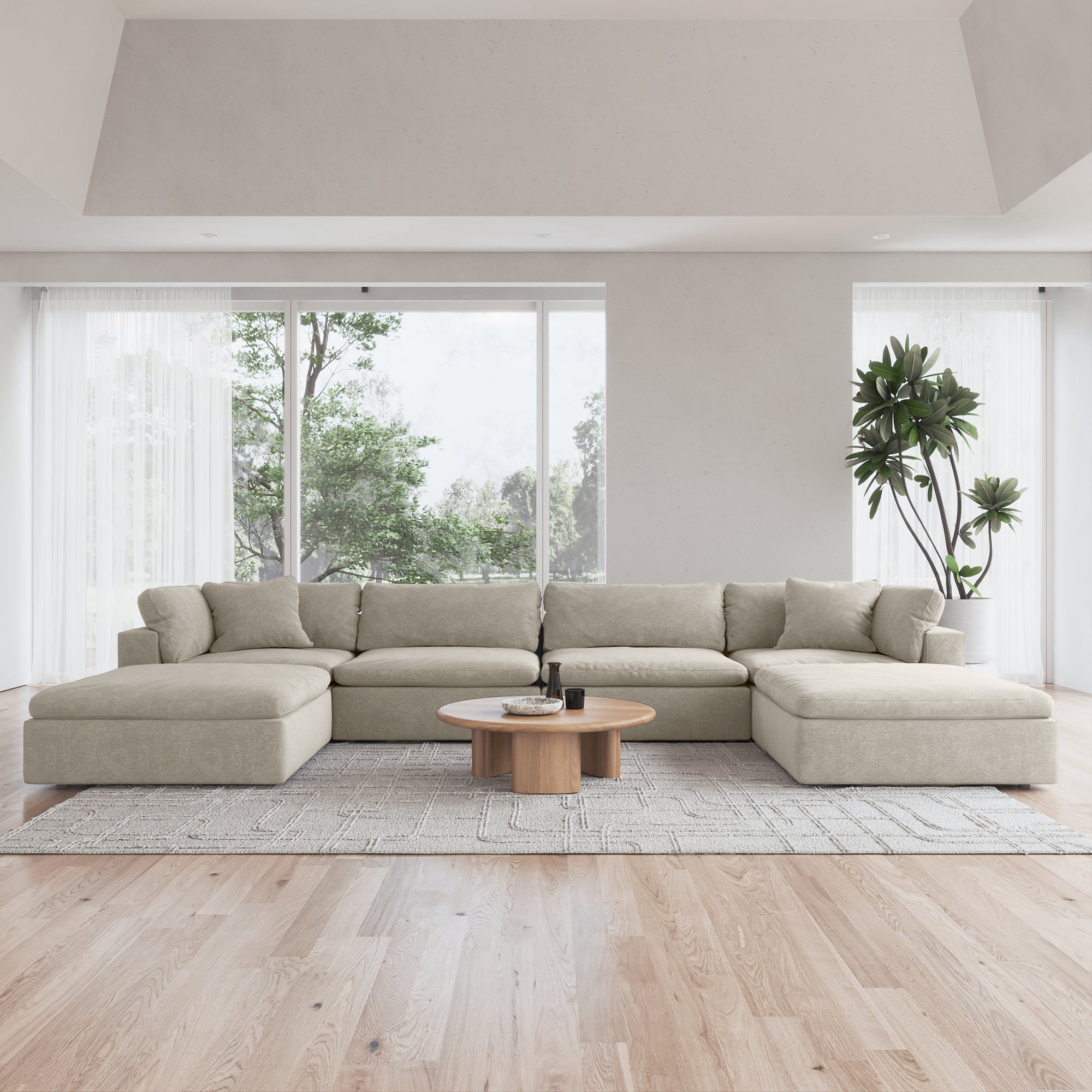 CloudForm™ 4-Seater + Ottoman Modular U-Sofa | Pearl