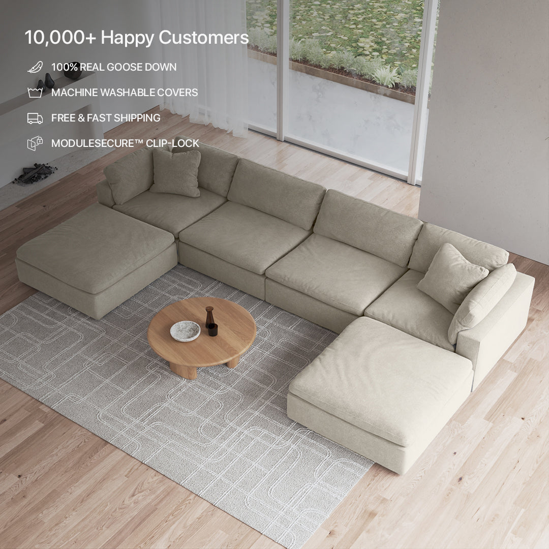 CloudForm™ 4-Seater + Ottoman Modular U-Sofa | Pearl