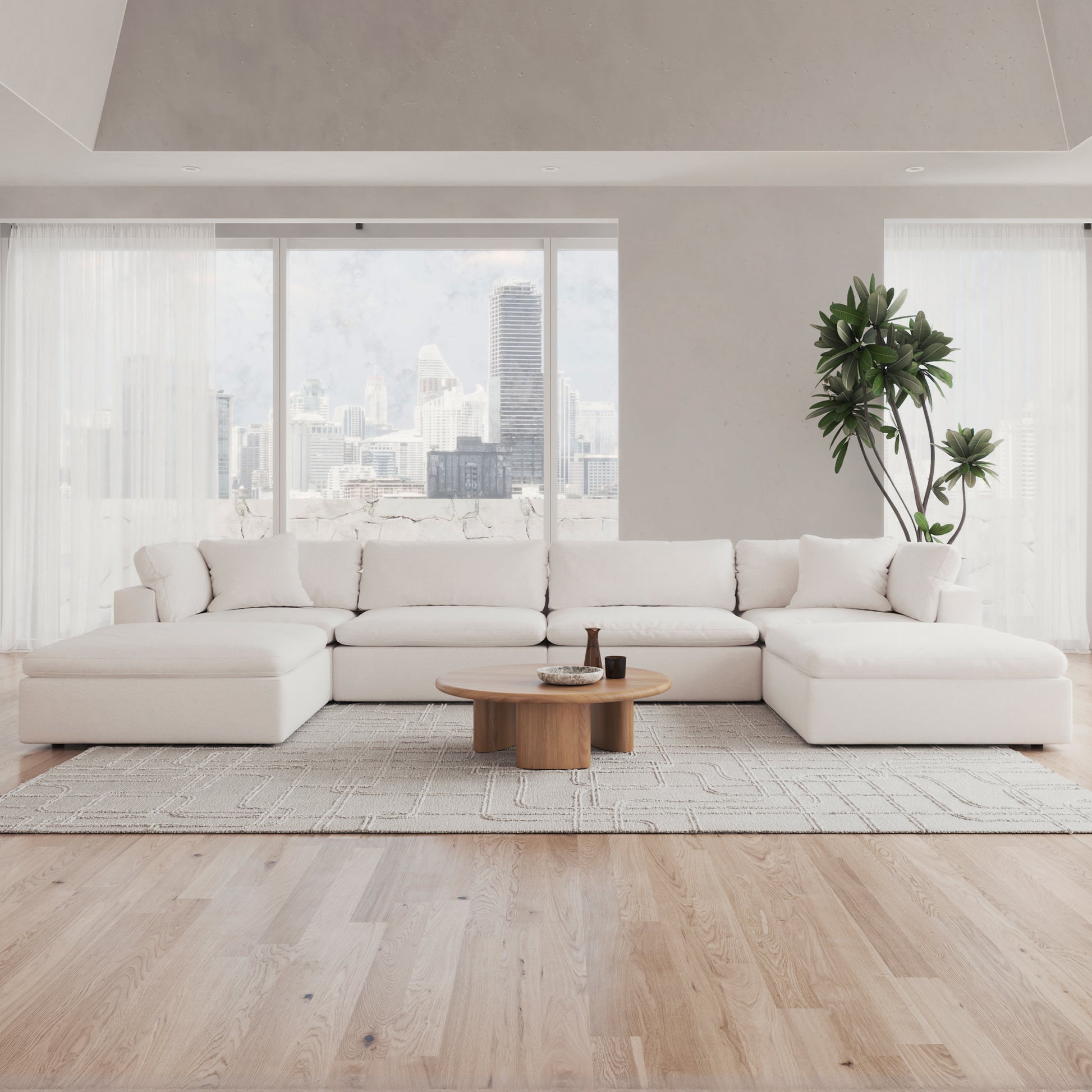 CloudForm™ 4-Seater + Ottoman Modular U-Sofa | White