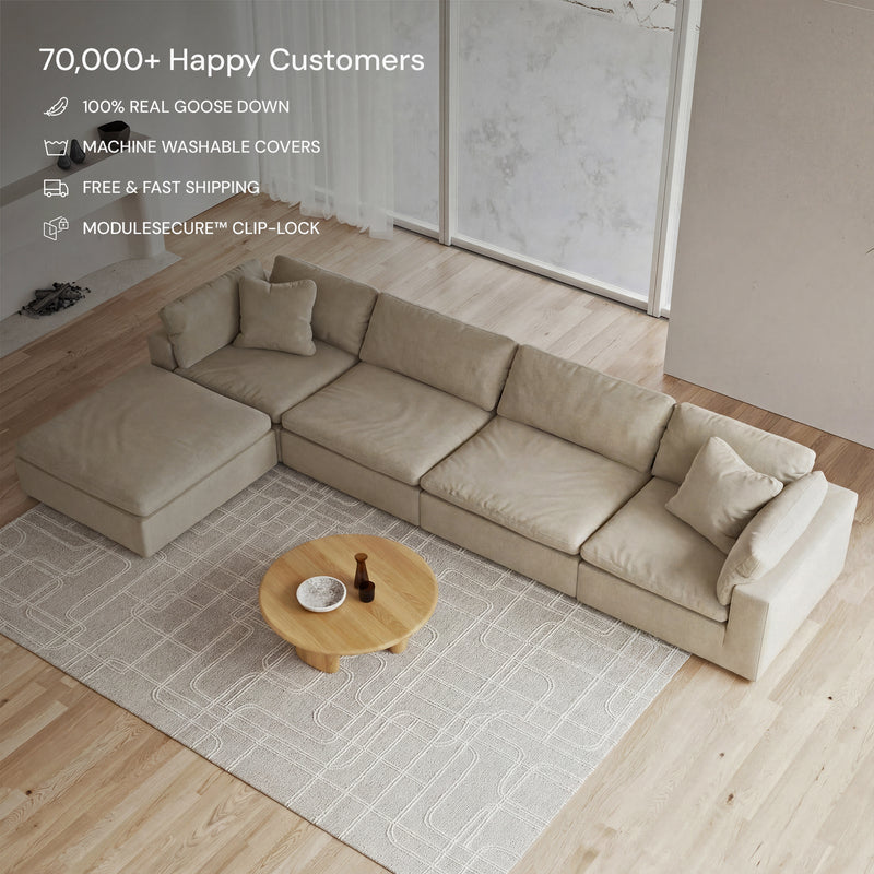 CloudForm™ 4-Seater + Ottoman Modular L-Sofa | Beige