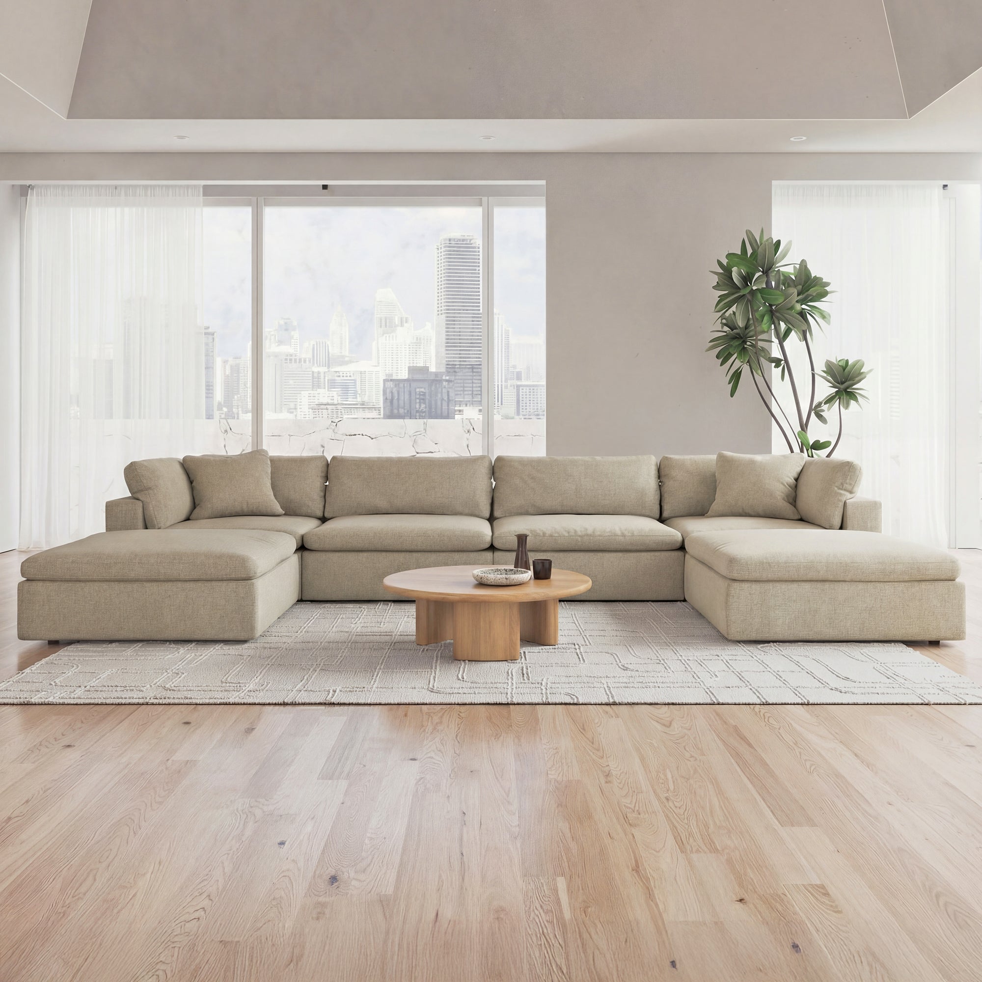 CloudForm™ 4-Seater + Ottoman Modular U-Sofa | Khaki