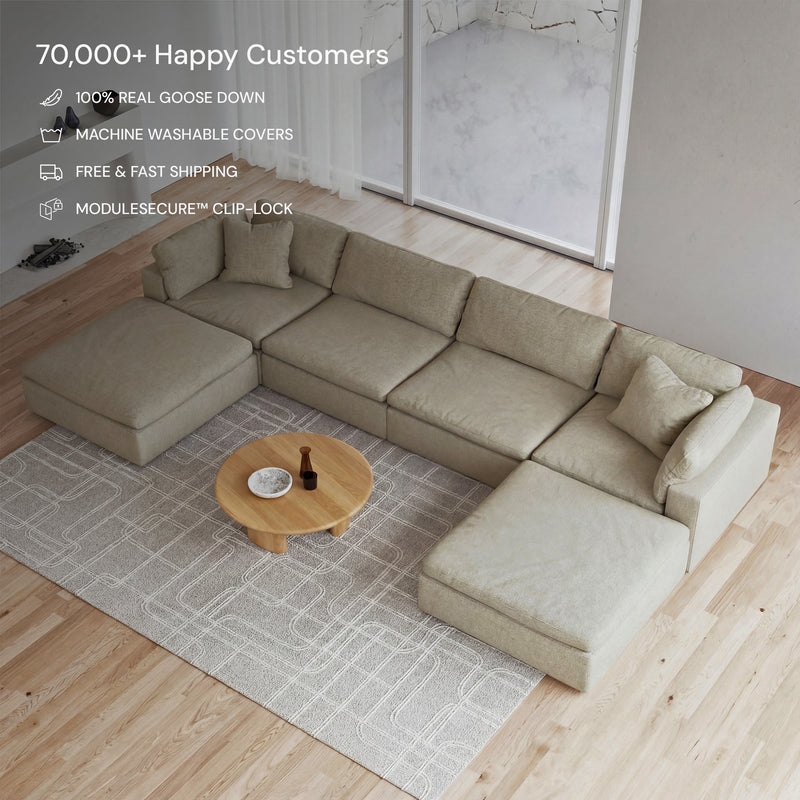 CloudForm™ 4-Seater + Ottoman Modular U-Sofa | Beige