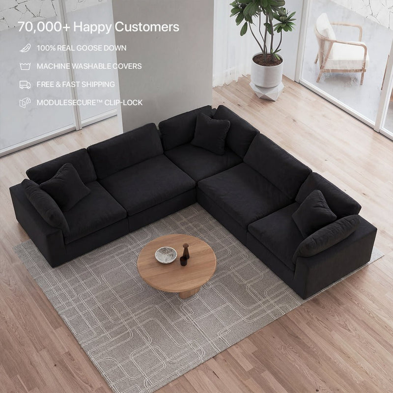CloudForm™ 5-Seater Modular L-Sofa | Black