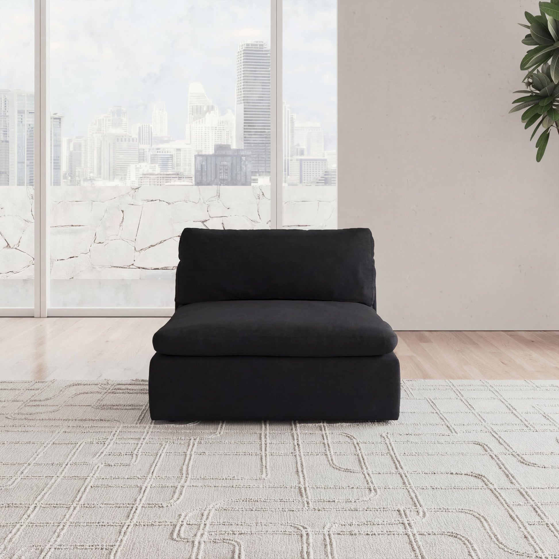 CloudForm™ Middle Armless Modular Sofa Luxe Version | Black