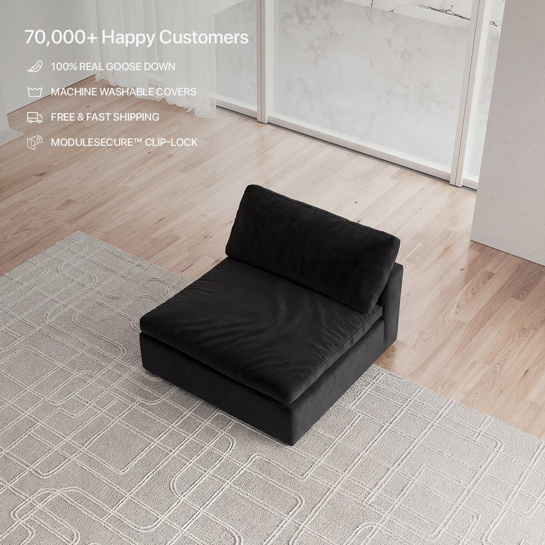 CloudForm™ Middle Armless Modular Sofa Luxe Version | Black