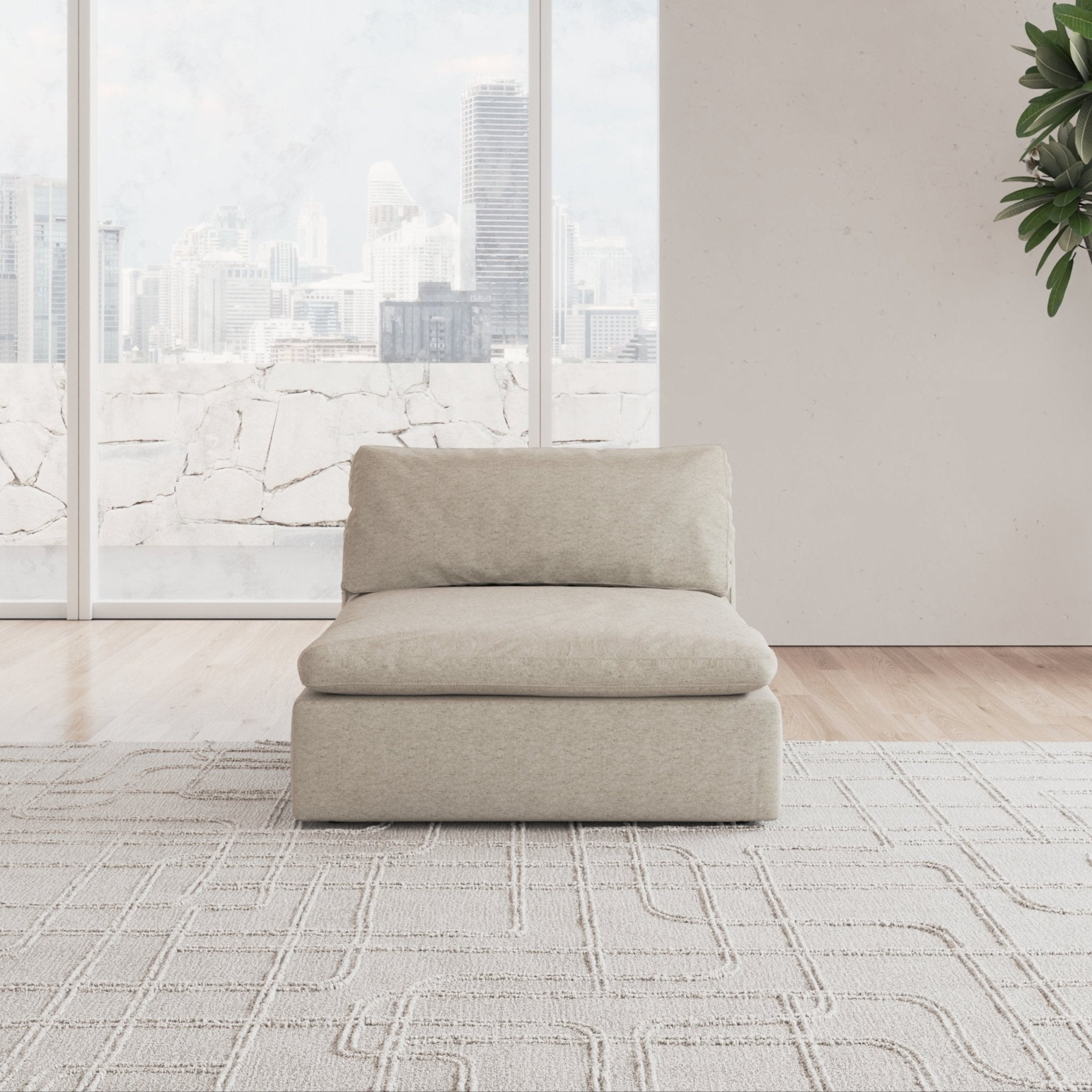 CloudForm™ Middle Armless Modular Sofa Luxe Version | Beige