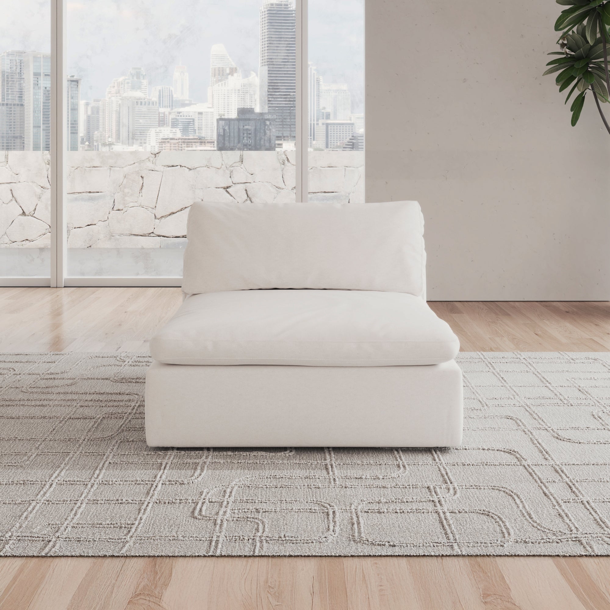 CloudForm™ Middle Armless Modular Sofa | White