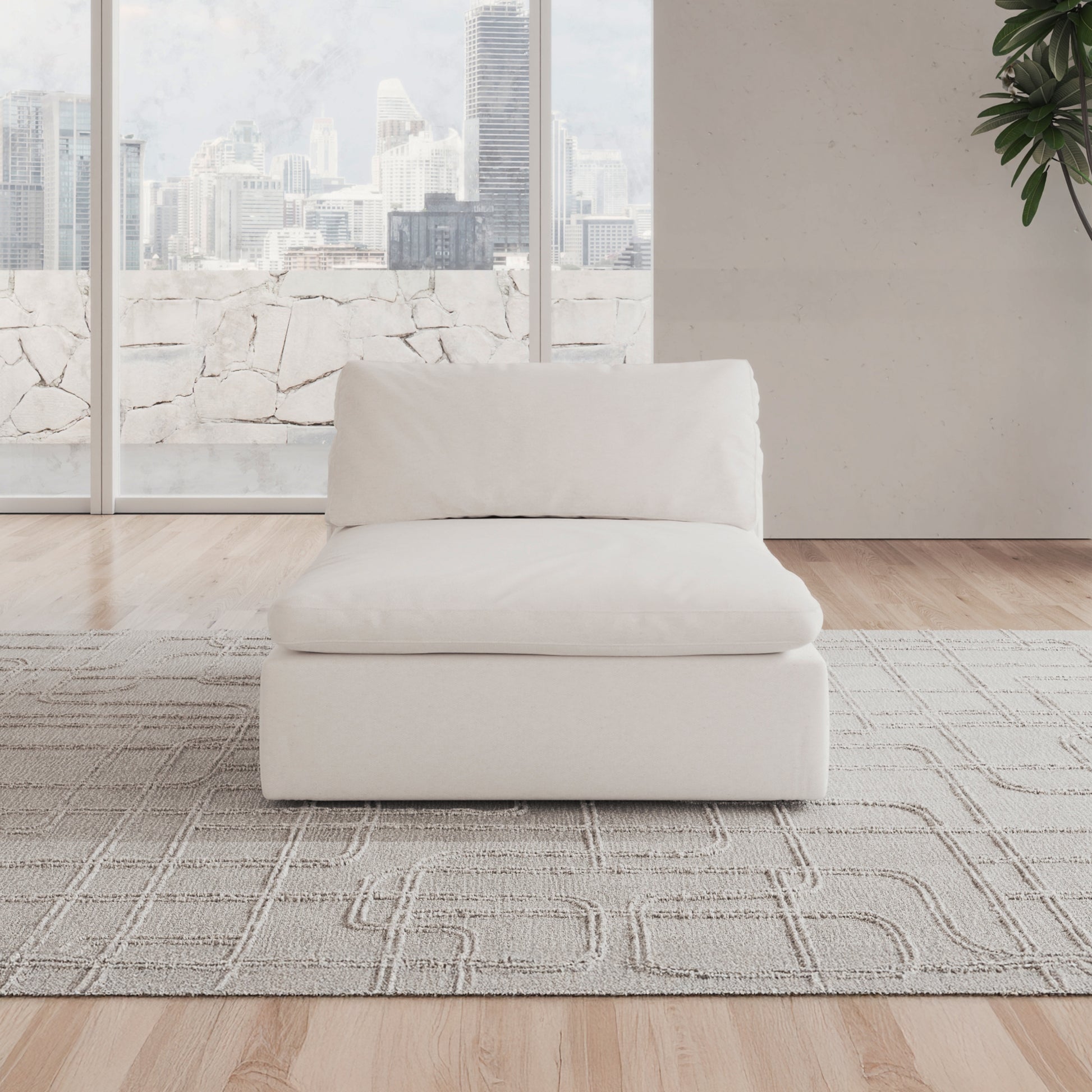 CloudForm™ Middle Armless Modular Sofa Luxe Version | White