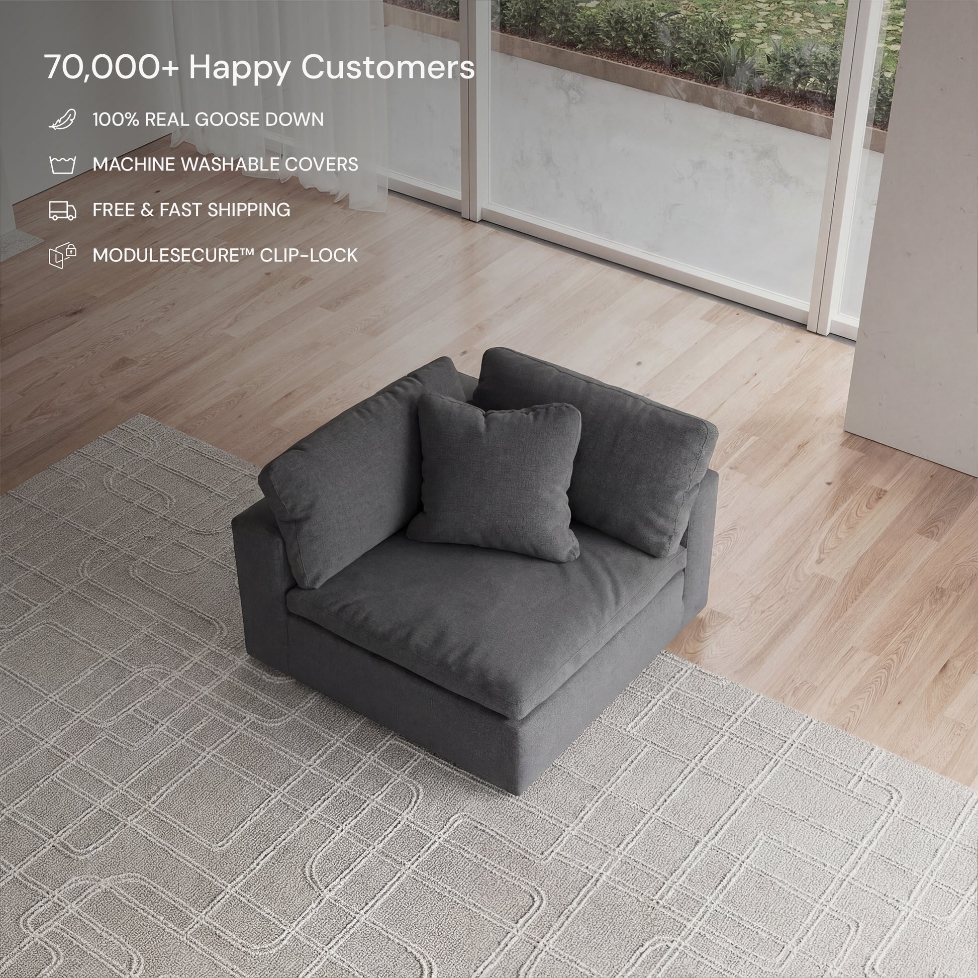 CloudForm™ Right Armrest Modular Sofa Luxe Version | Gray