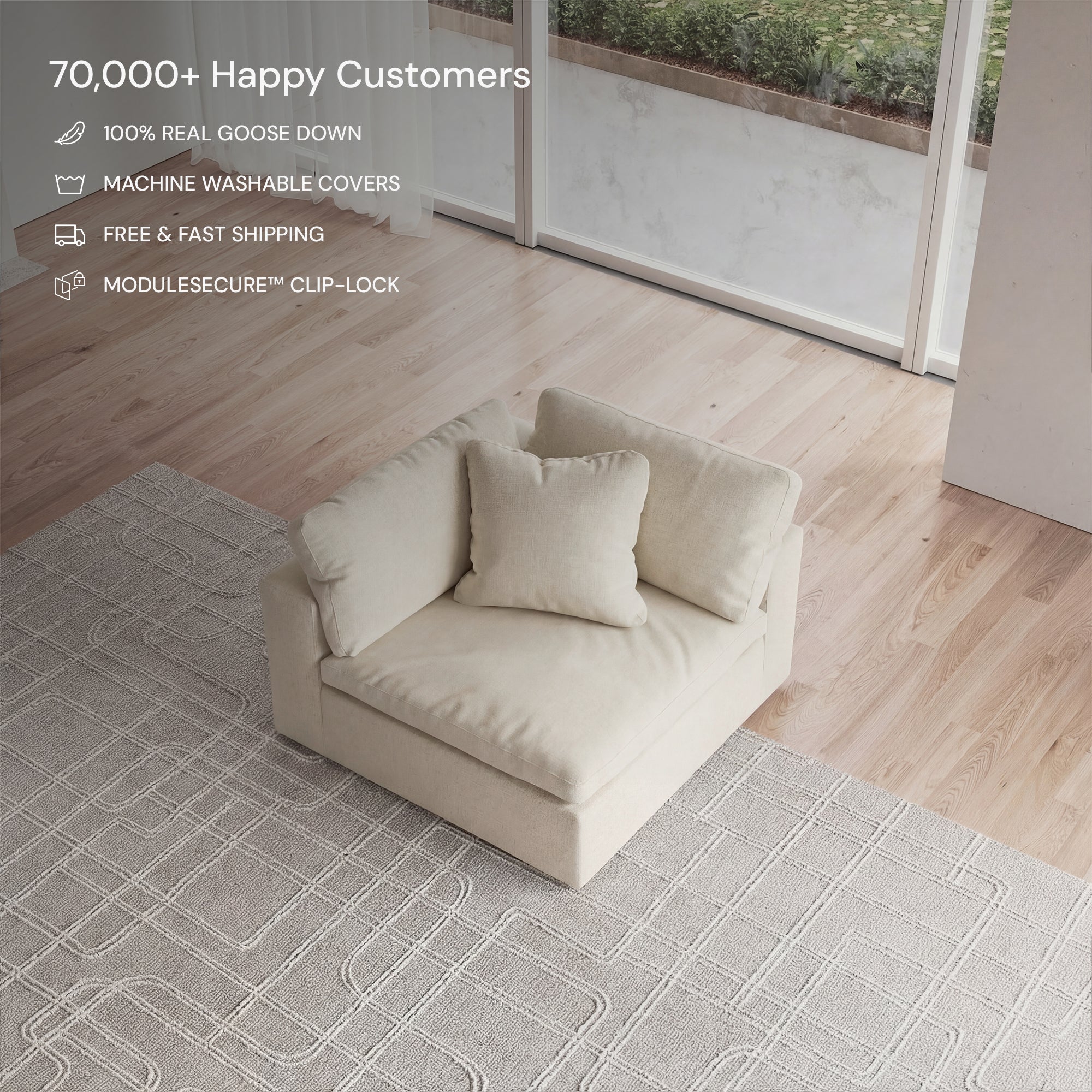 CloudForm™ Right Armrest Modular Sofa | Cream