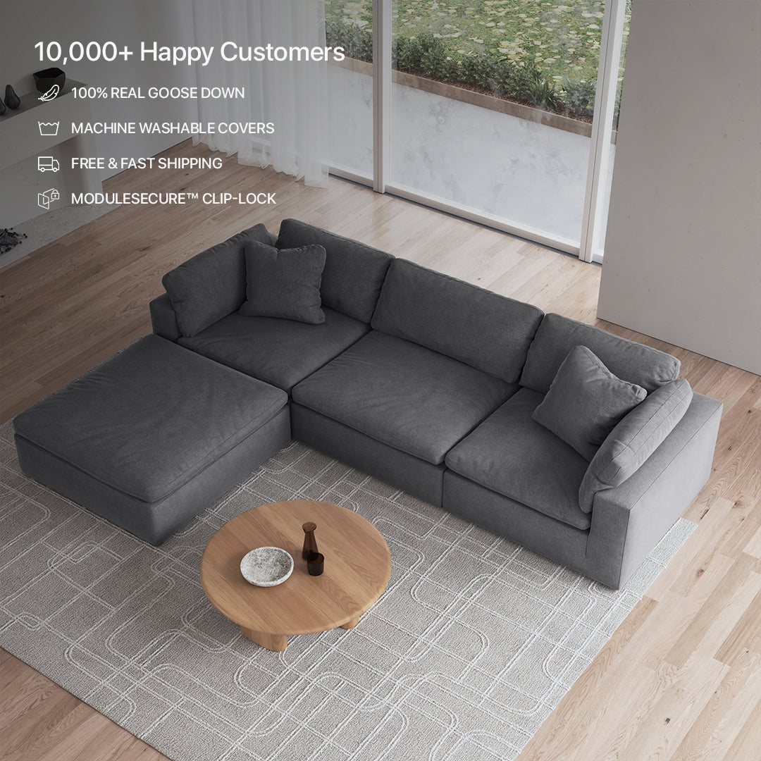 CloudForm™ 3-Seater + Ottoman Modular Sofa | Anthracite