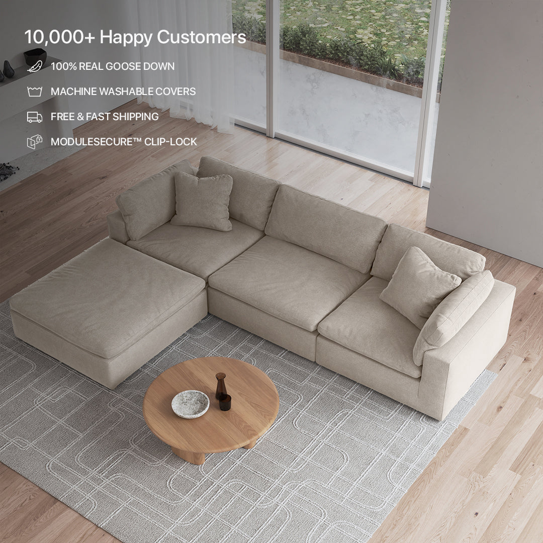 CloudForm™ 3-Seater + Ottoman Modular Sofa | Cream