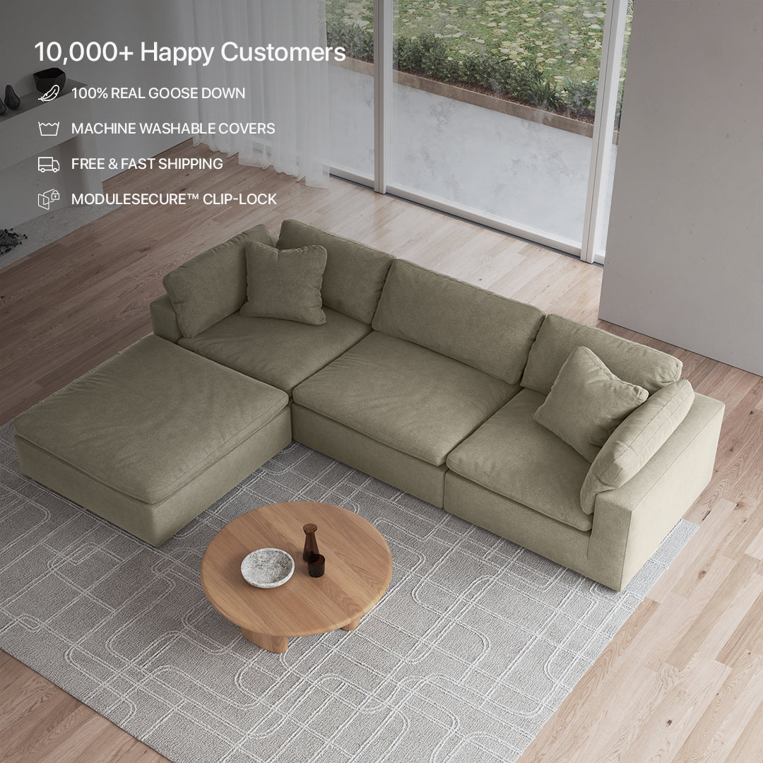 CloudForm™ 3-Seater + Ottoman Modular Sofa | Khaki