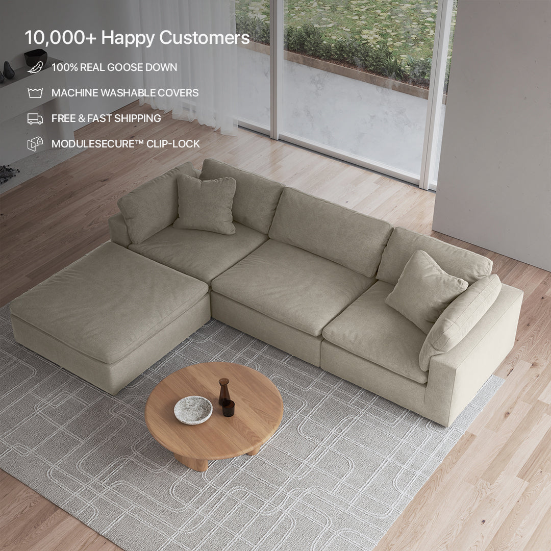 CloudForm™ 3-Seater + Ottoman Modular Sofa | Pearl