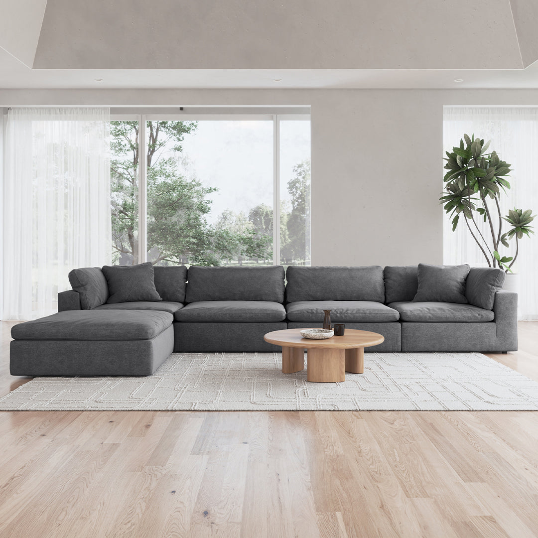 CloudForm™ 4-Seater + Ottoman Modular L-Sofa | Anthracite