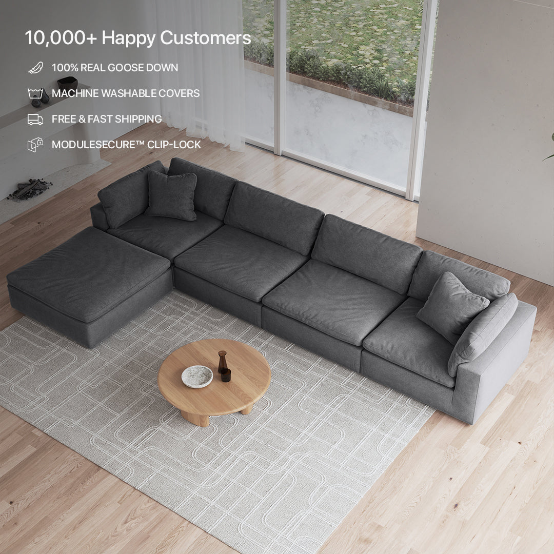 CloudForm™ 4-Seater + Ottoman Modular L-Sofa | Anthracite