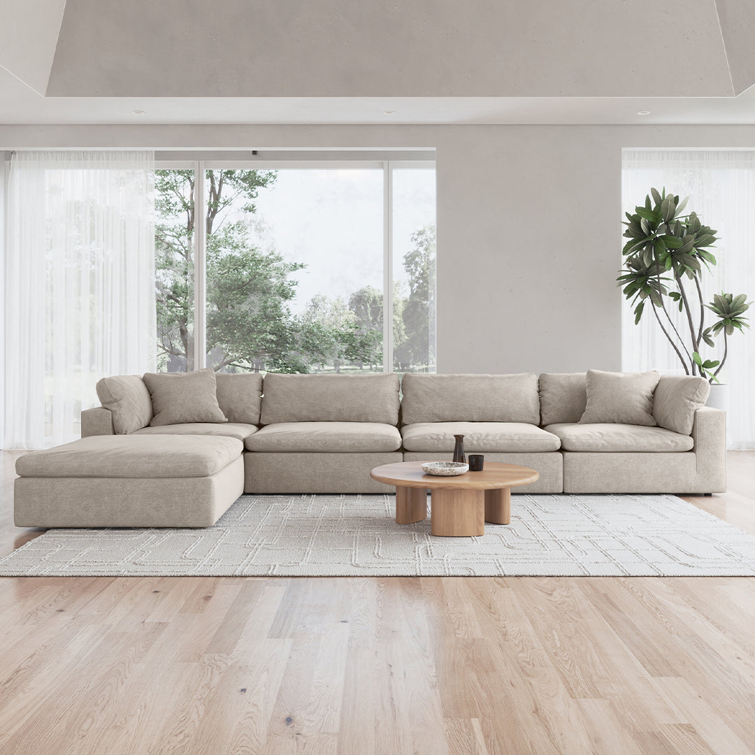 CloudForm™ 4-Seater + Ottoman Modular L-Sofa | Cream