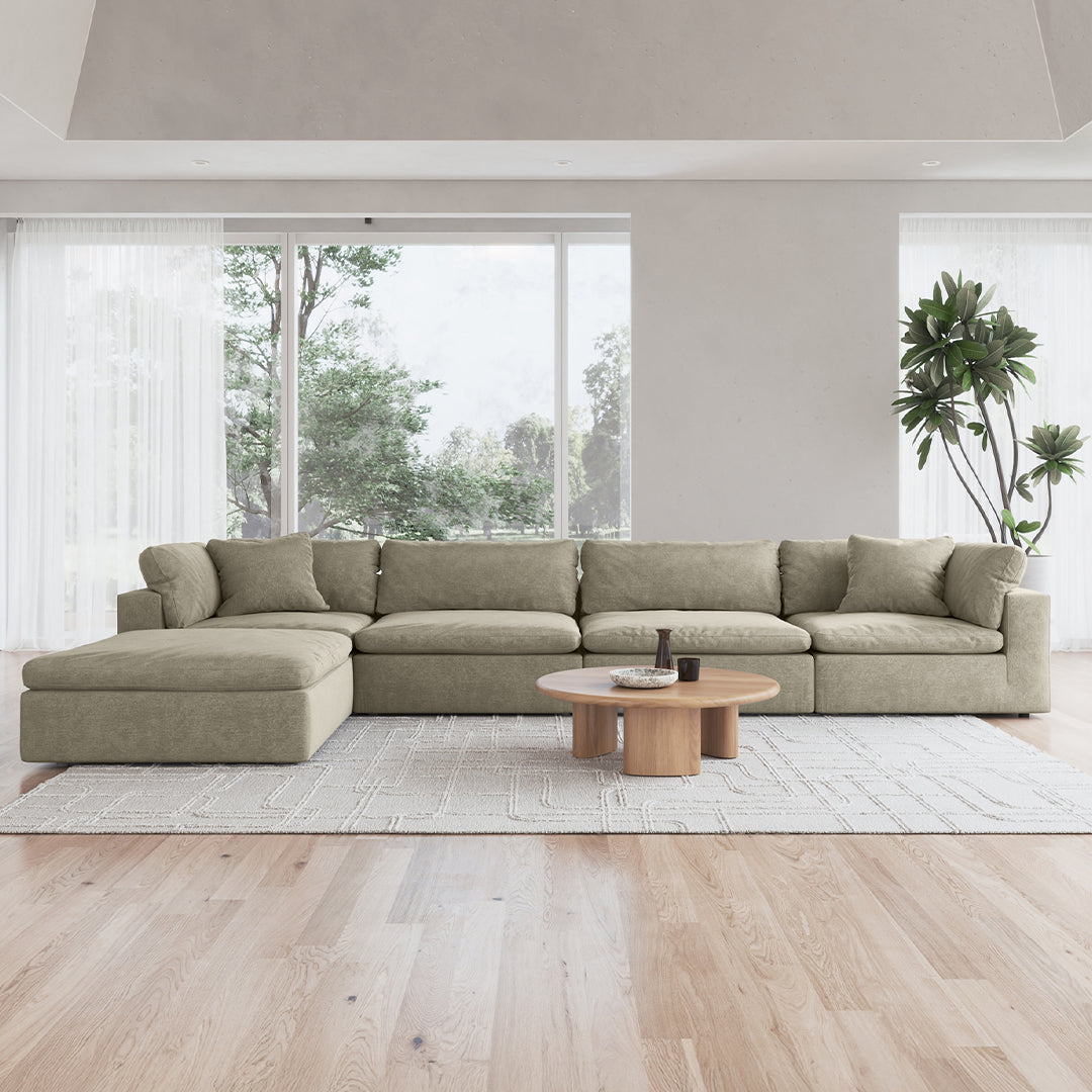 CloudForm™ 4-Seater + Ottoman Modular L-Sofa | Khaki