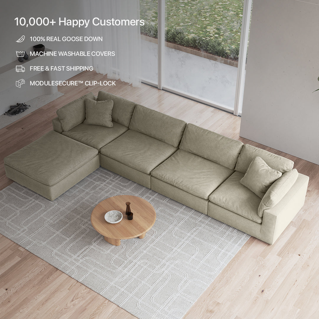 CloudForm™ 4-Seater + Ottoman Modular L-Sofa | Khaki