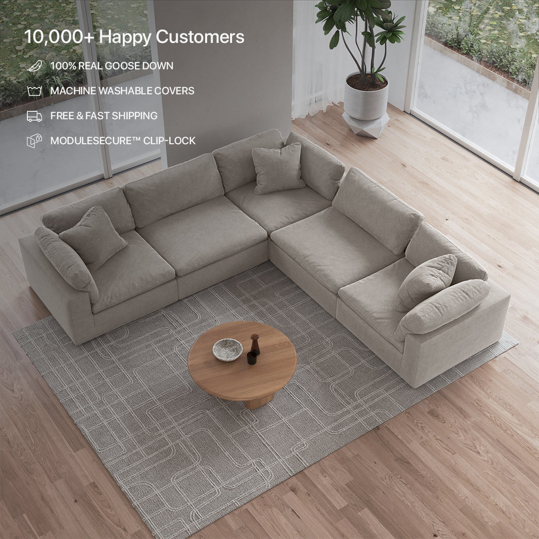 CloudForm™ 5-Seater Modular L-Sofa | Cream