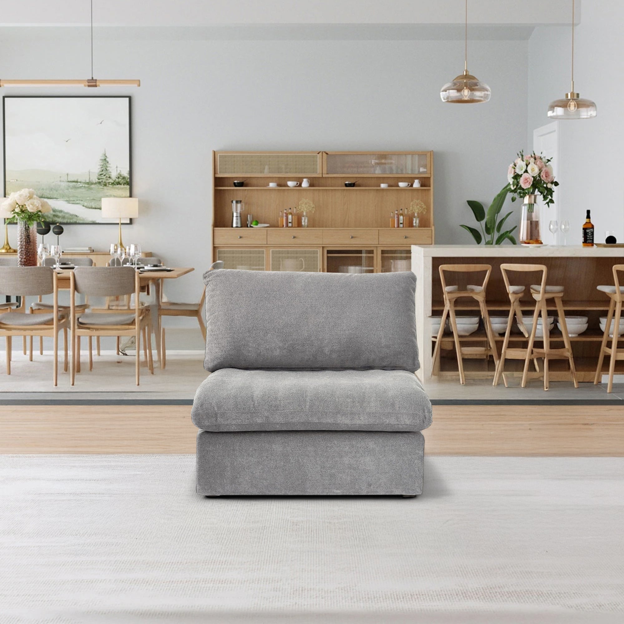 Sofatica® Middle Armless Cloud Couch in Gray | Performance Fabric