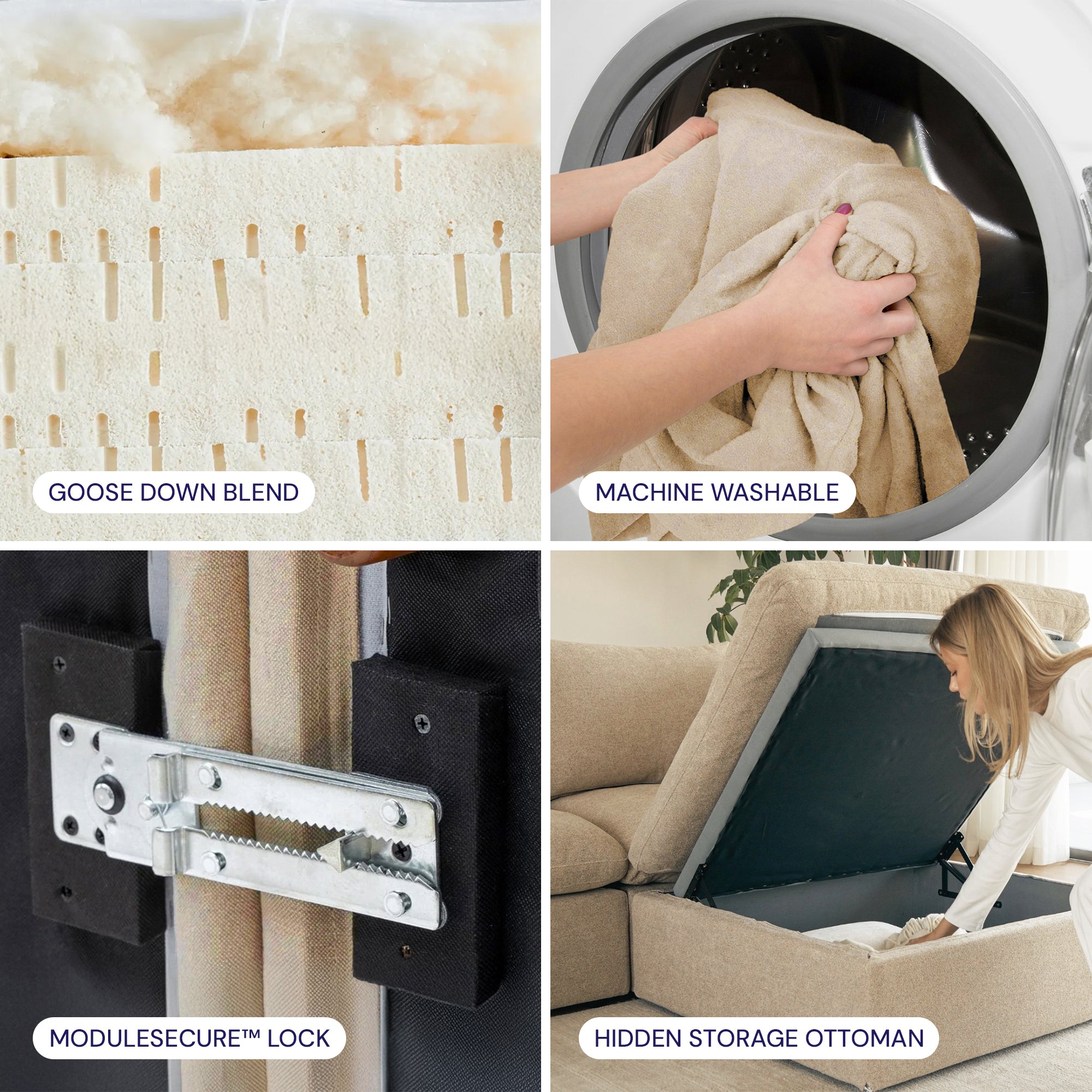 CloudForm™ 3-Seater + Ottoman Modular Sofa | Beige.