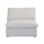 Front view of the CloudForm™ 4-Seater Modular L-Sofa in white, featuring goose down comfort, washable Crypton® fabric with removable covers, and the ModuleSecure™ system, set against a plain white background.