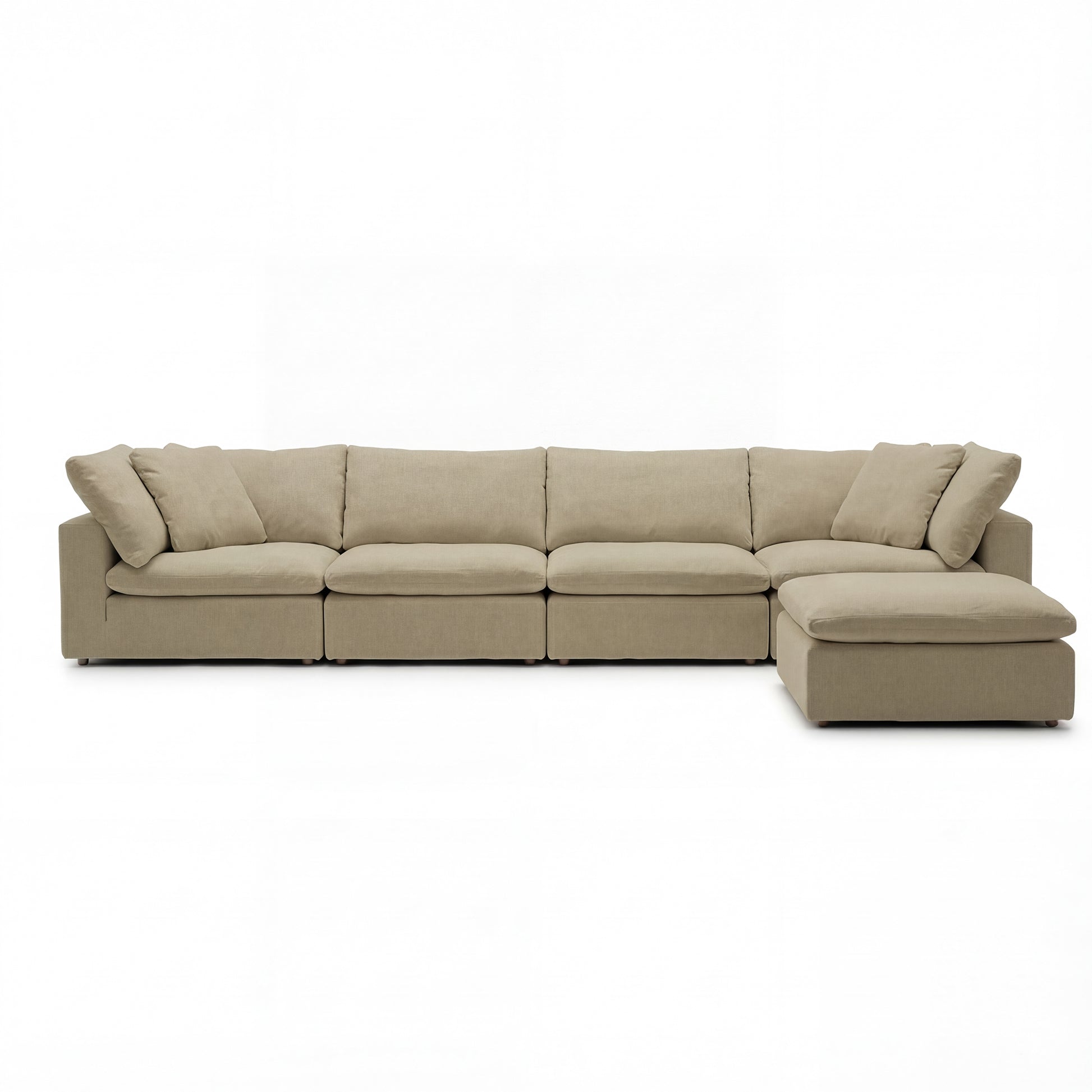 CloudForm™ 4-Seater + Ottoman Modular L-Sofa Luxe Version | Beige
