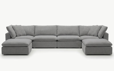 Gray Luxe 6-seater modular sectional sofa, front view