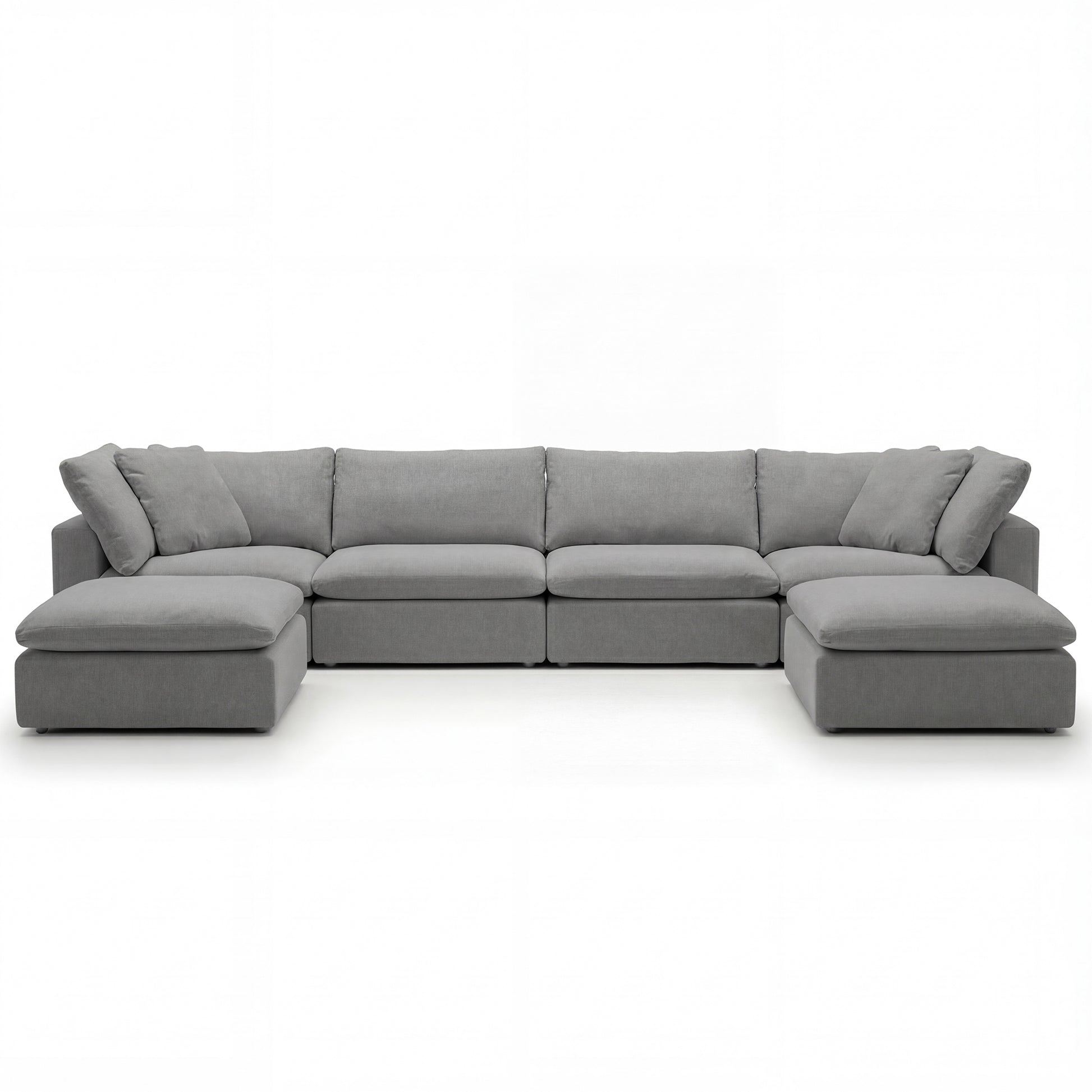 CloudForm™ 4-Seater + Ottoman Modular U-Sofa Luxe Version | Gray