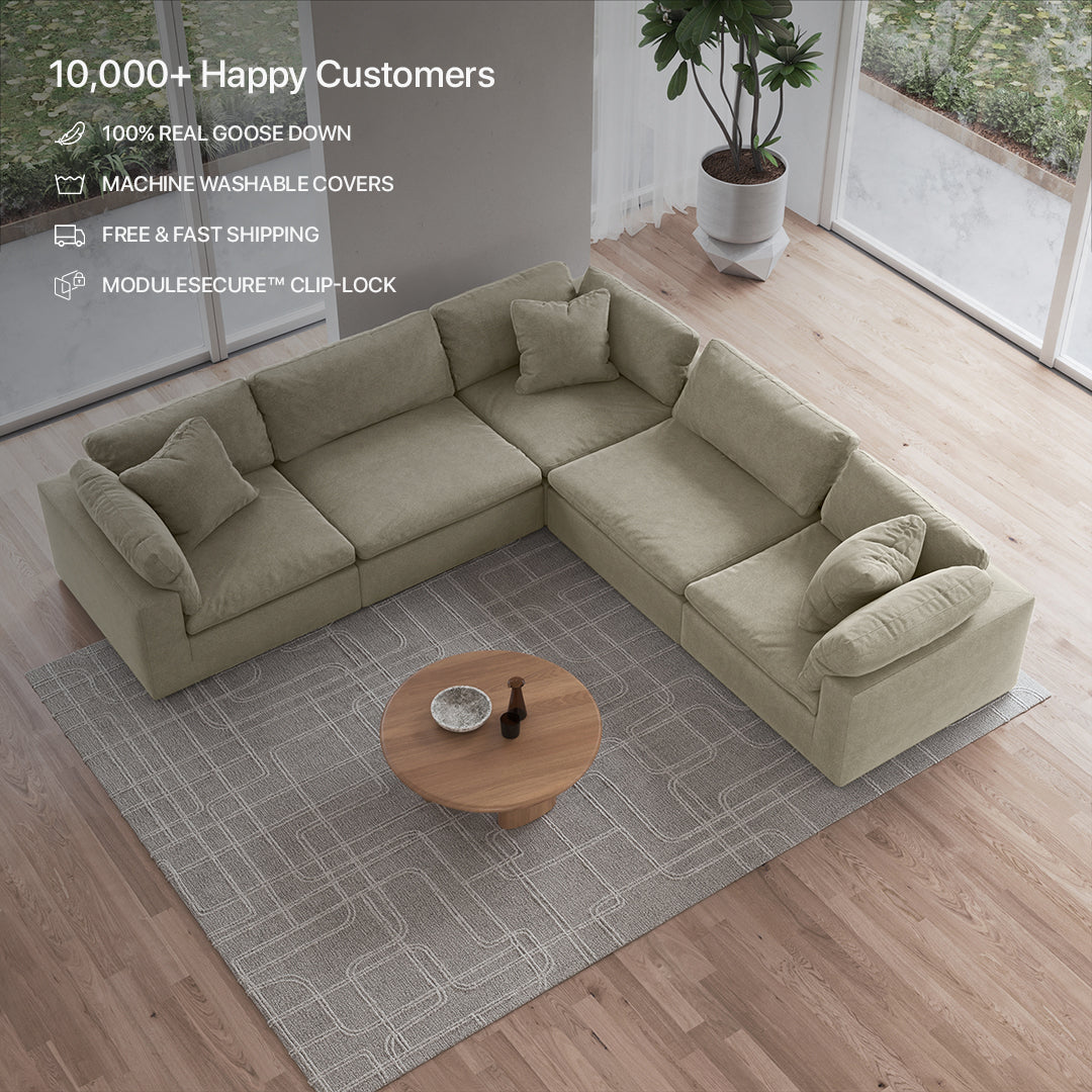 CloudForm™ 5-Seater Modular L-Sofa | Khaki