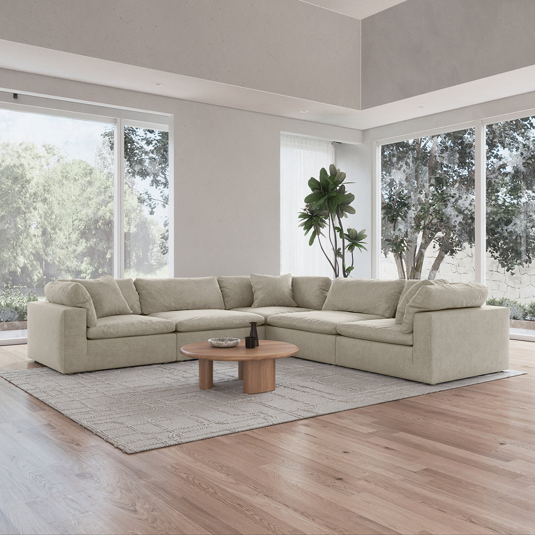 CloudForm™ 5-Seater Modular L-Sofa | Pearl