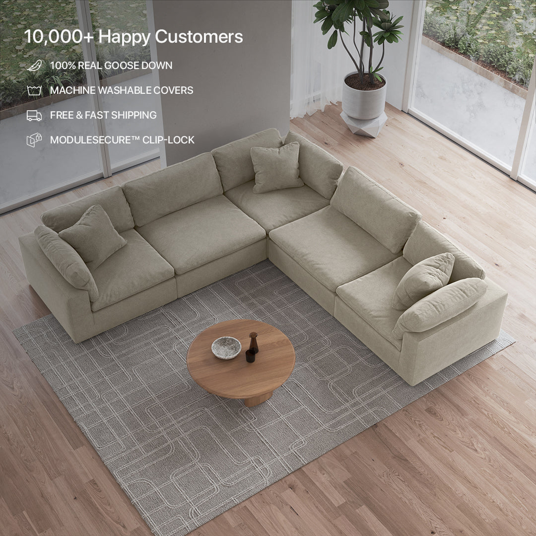 CloudForm™ 5-Seater Modular L-Sofa | Pearl