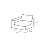 Line drawing of the Sofatica® Cloud Couch Corner in Gray | Performance Fabric, with removable covers, from the modular Clouds collection; seat height 23.23", width 40.16", depth 40.16".