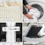Four images show: CloudForm™ Ottoman Modular Sofa’s goose down blend filling, its removable fabric covers being machine washed, a close-up of the lock mechanism, and the sofa with open hidden storage.