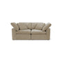 The Sofatica® Modular 2-Seater Cloud Couch in Beige features performance fabric, square arms, two seat cushions, four back cushions, and a low-profile modular design.