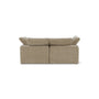 The Sofatica® Modular 2-Seater Cloud Couch in Beige features a handcrafted, boxy design with plush cushions and premium performance fabric, shown from the back.