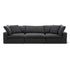 A black Sofatica® Modular 3-Seater Cloud Couch in performance fabric, featuring three seat cushions and four large back cushions, with a handcrafted solid birch wood frame, set against a plain white background.