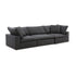The Sofatica® Modular 3-Seater Cloud Couch in Black features performance fabric, three seat cushions, loose back pillows, straight arms, a handcrafted solid birch wood frame, and a low-profile modern design.