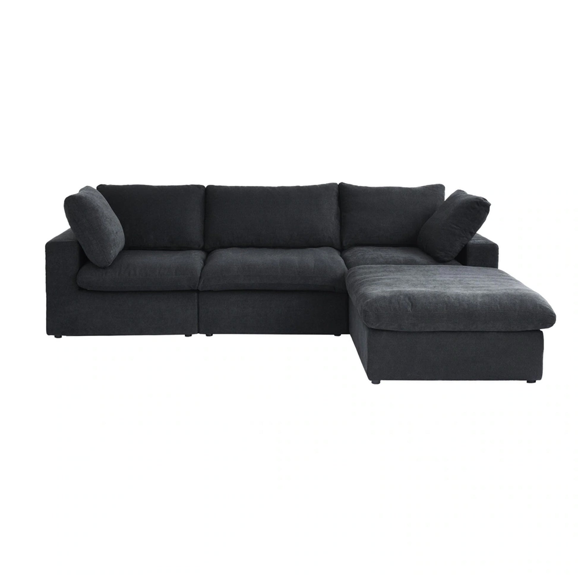 Sofatica® 3-Seater L-Sectional Couch in Black | Performance Fabric