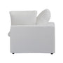 Side view of the CloudForm™ 4-Seater Modular L-Sofa in white, featuring two back cushions, goose down comfort, removable washable Crypton® fabric covers, and ModuleSecure™ system, set against a plain white background.